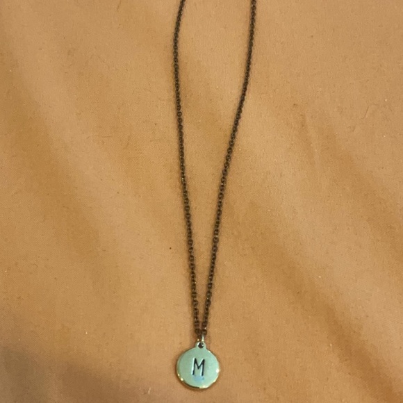 Necklace with m initial charm - Picture 1 of 3